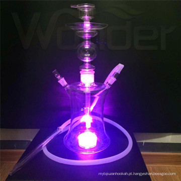 Cachimbo de água de vidro leve LED com estojo de couro usado diariamente